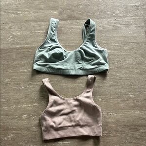 Aerie Green and Tan Sleeveless Crop Tank Top